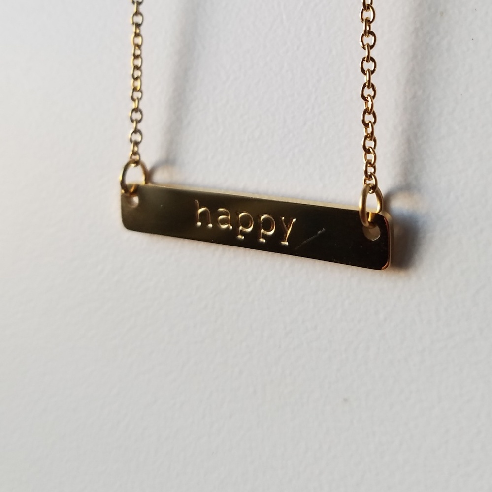 Jook and Nona 'Happy' tag necklace
